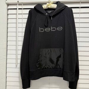 Bebe Sport Women's black long sleeve pullover hoodie; Size 1X